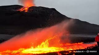 Tourist Jumps into Lava Shocking Moment Caught on Camera at Fagradalsfjall Volcano [upl. by Atikim]