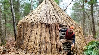 Thatched Reed Winter Survival Shelter Part 2 of 2 87 days episode 18 [upl. by Aldo]