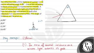 The refractive index of the material of a prism is 2 and its refracting angle is 30amp176 One o [upl. by Swithbart792]