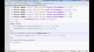 KnockoutJS The Basic for beginner part4 subscribe and keyup [upl. by Ellevel]
