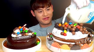 ASMR 우유폭포 떨어진 🍫 초코 오레오 케이크 먹방 Milk Falls With Chocolate Cake Oreo Cake MuKBang [upl. by Gundry509]