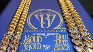 Gus Villa Jewelrys Gold Over Silver vs Their Solid Gold Miami Cuban Links [upl. by Notsuoh]