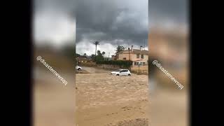 Heavy floods due to torrential rainfall in Puerto de Mazarrón Murcia Spain [upl. by Alyhs]