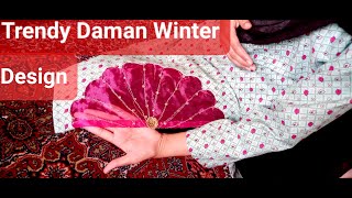 Daman Design With Orgaza Fabric Viral Kurti Daman Design cutting stitching winterdress design [upl. by Braswell]