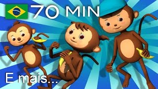 Cinco macaquinhos  E muitas mais Canções de Ninar  70 min da LittleBabyBum [upl. by Eidahs]