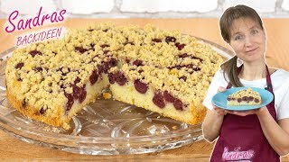 Ruckzuck Streuselkuchen mit Kirschen  Kirschkuchen mit Knusperstreusel  in 5 Minuten ofenfertig [upl. by Ayotl]