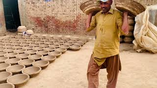 Making Traditional Clay Plates On Wheel  Glaze Pottery Art  Clay Pottery [upl. by Auria]