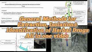 General Methods for Extraction Isolationamp Identification of Herbal Drugs [upl. by Novelia]