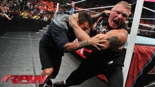 Brock Lesnar attacks CM Punk Raw July 15 2013 [upl. by Taylor]