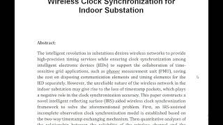 Intelligent Reflecting Surface Aided Wireless Clock Synchronization for Indoor Substation [upl. by Deth]