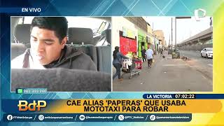 Cae alias Paperas en La Victoria hampón usaba mototaxi para asaltar a compradores de Gamarra [upl. by Kendry]