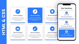 Responsive Our Services Section Using HTML amp CSS  With Source Code [upl. by Michelina585]