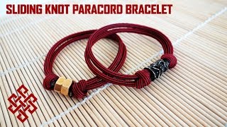 How to Make a Sliding Knot Paracord Bracelet with Hex NutBead Tutorial [upl. by Idorb464]