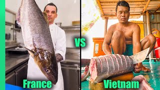 Giant Cobia Challenge  FRENCH CHEF vs VIETNAMESE CHEF [upl. by Nirek380]