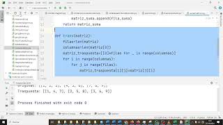 Sumar matrices Python Pycharm PYC2BACH Bachillerato IES Monterroso [upl. by Fenton77]