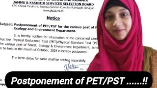 Postponement of PETPST for various posts advertised by jkssb [upl. by Notgnihsaw]