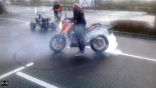 Smoking wheels Cross Riders XMas burnoutKtm Duke 125 [upl. by Christianity82]