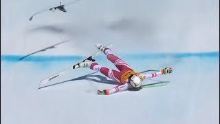 Cornelia HÜTTER  CRASH  Downhill  Crans Montana 2022 [upl. by Ened]