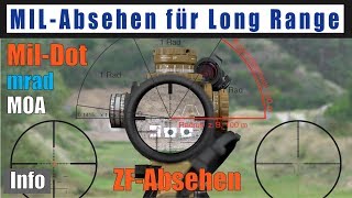 MilAbsehen Auswahl mrad Entfernungen bestimmen Long Range MOA Arten von Absehen Mildot [upl. by Perretta]