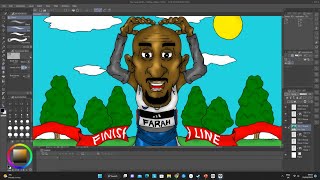 Drawing Mo Farah Doing The Mobot Celebration [upl. by Kenelm]