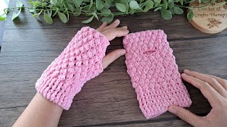 Easy Crochet Fingerless Gloves  Crochet amp Crafts Therapy [upl. by Lapo]