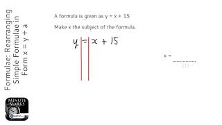 Rearranging Formulae Rearranging Simple Formulae in Form x  y  a Grade 4  OnMaths Revision [upl. by Oramug952]