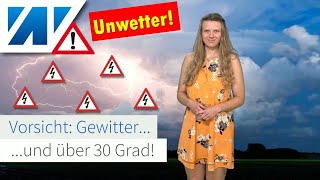 Alarmstufe ROT Unwetter durch Gewitter Sturzfluten Hagel und Sturmböen Dazwischen Hitze bis 33° [upl. by Allemrac]