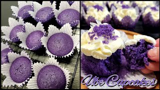 Moist Ube Cupcakes with Stabilized Whipped Cream Frosting [upl. by Enytnoel]