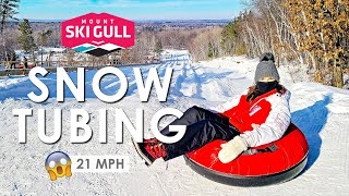 Epic SNOW TUBING  21 mph on the longest tubing run in Minnesota  Mount Ski Gull [upl. by Yentruoc]