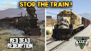 GTA 5 TRAIN VS RDR 1 TRAIN CAN YOU STOP THE TRAIN [upl. by Oletha]