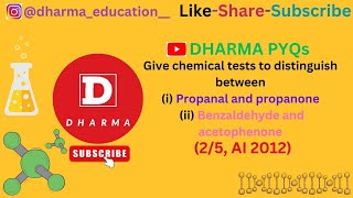 Give chemical tests to distinguish betweeni Propanal and propanoneii Benzaldehyde and aceto [upl. by Nodnab]