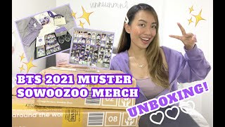 BTS 2021 MUSTER SOWOOZOO MERCH HAUL UNBOXING ✨ Glass Set Mini Bag Pajama Set Mini PCs amp more ✨ [upl. by Ballman]