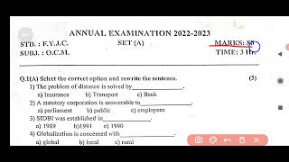 11th OCM 2nd Semester Question Paper Final Paper 80 Marks [upl. by Learsi]