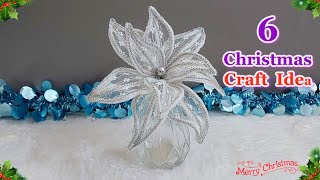 6 Christmas Poinsettia flower making with simple materials Part 2  DIY Christmas craft idea🎄248 [upl. by Hylton]