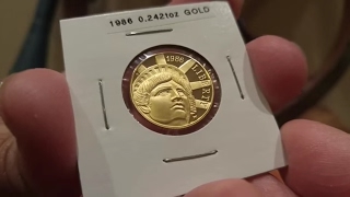 1986 W Statue of liberty Commemorative 5 Gold Piece 14oz Gold [upl. by Einaled892]