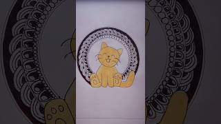 Cat Mandala Art🥰 viralvideo shorts cat catlover mandala drawing [upl. by Resa]