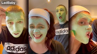 Making Dad try a green tea purifying face mask 🌿😱 [upl. by Tandie]