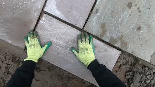 How to lay a sandstone patio Part 2 [upl. by Torrlow489]