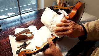 Wax Finishing a Vintage Violin with Renaissance WaxPolish  🎻 [upl. by Airbmac398]