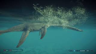 Jurassic World Evolution 2 Mosasaurus vs Attenborosaurus [upl. by Bashemeth]