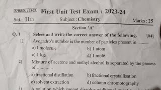 First Unit Test Exam 202324 Std 11th Subject Chemistry AHSSDJ2324 Marks25 Google By earning [upl. by Caitrin337]