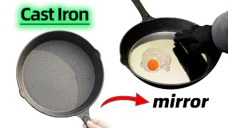 I made a mirror with Cast iron pan  Crazy Polishing [upl. by Marb954]