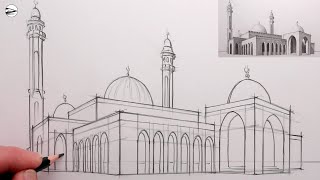 How to Draw a Mosque Realistic Pencil Drawing StepbyStep [upl. by Wylie973]