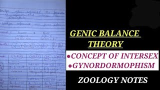 GENIC BALANCE THEORY NOTES IN HINDI conceptofintersex gynordormophism zoologynotes geneticnotes [upl. by Asiaj]