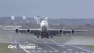 A380 Airbus Emirates airlines impressive crosswind takeoff departure 4K video [upl. by Olga]