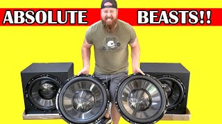 How many CARBON FIBER 24quot Subs Stereo Integrity HS24 Home Theater Subwoofers Unboxing [upl. by Delmor698]