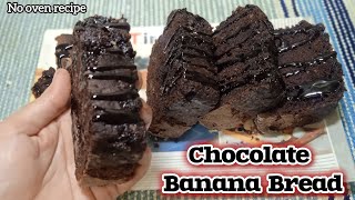 Banana Chocolate Bread Banana Chocolate Brownie Bread Without Oven Banana Bread No Oven Recipe [upl. by Sualocin803]