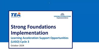 LASO Cycle 3  Strong Foundations Implementation and PLC Support Webinar October 2024 [upl. by Cassondra595]