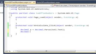 Adding Two numbers In ASPnetaspnetcoretutorial coding [upl. by Ellerret517]