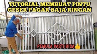 TUTORIAL MEMBUAT PINTU GESER PAGAR BAJA RINGAN [upl. by Wollis215]